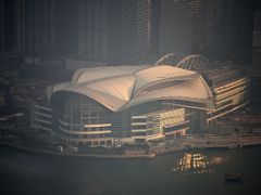 06B Hong Kong Convention and Exhibition Centre close up just before sunset from The Ozone rooftop bar Ritz-Carlton